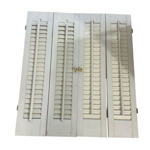 Vintage Bi fold Interior 24.5” x 28”’Wood Window Plantation White Shutters